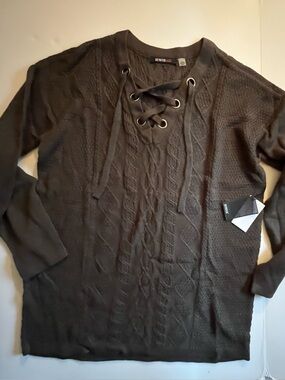 NWT Devoted Army Green Lace up Sweater - Women’s Size L
